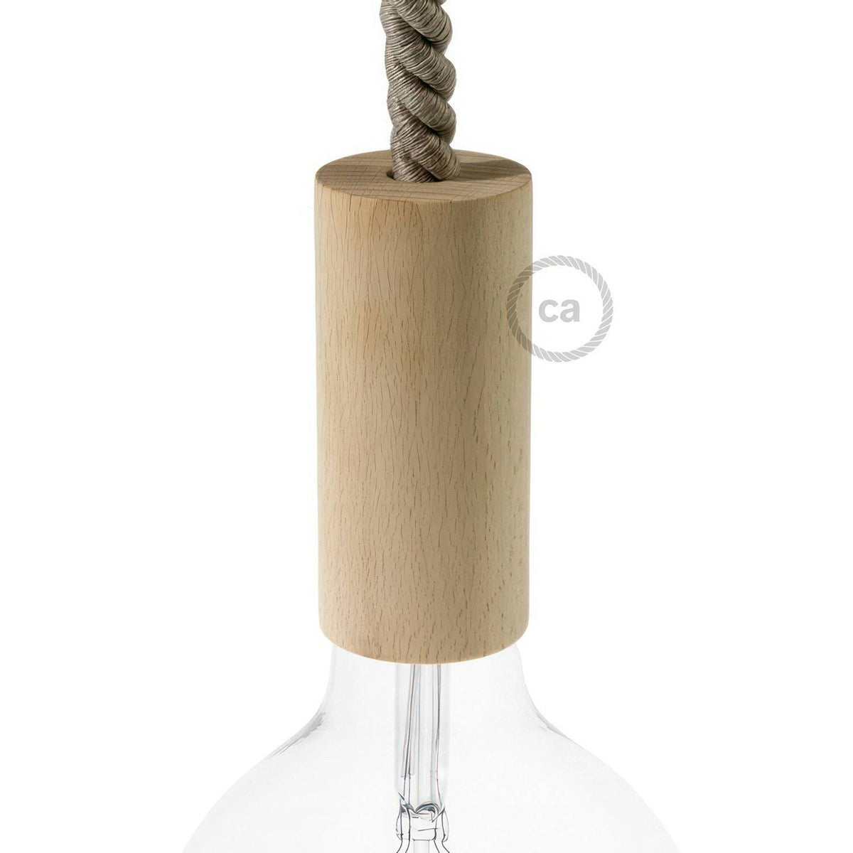Dřevěná objímka E27 s rozměry 110 mm x 50 mm pro XL lanový kabel