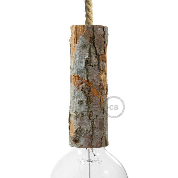 Velká dřevěná objímka E27 s kůrou, průměr 50/80mm