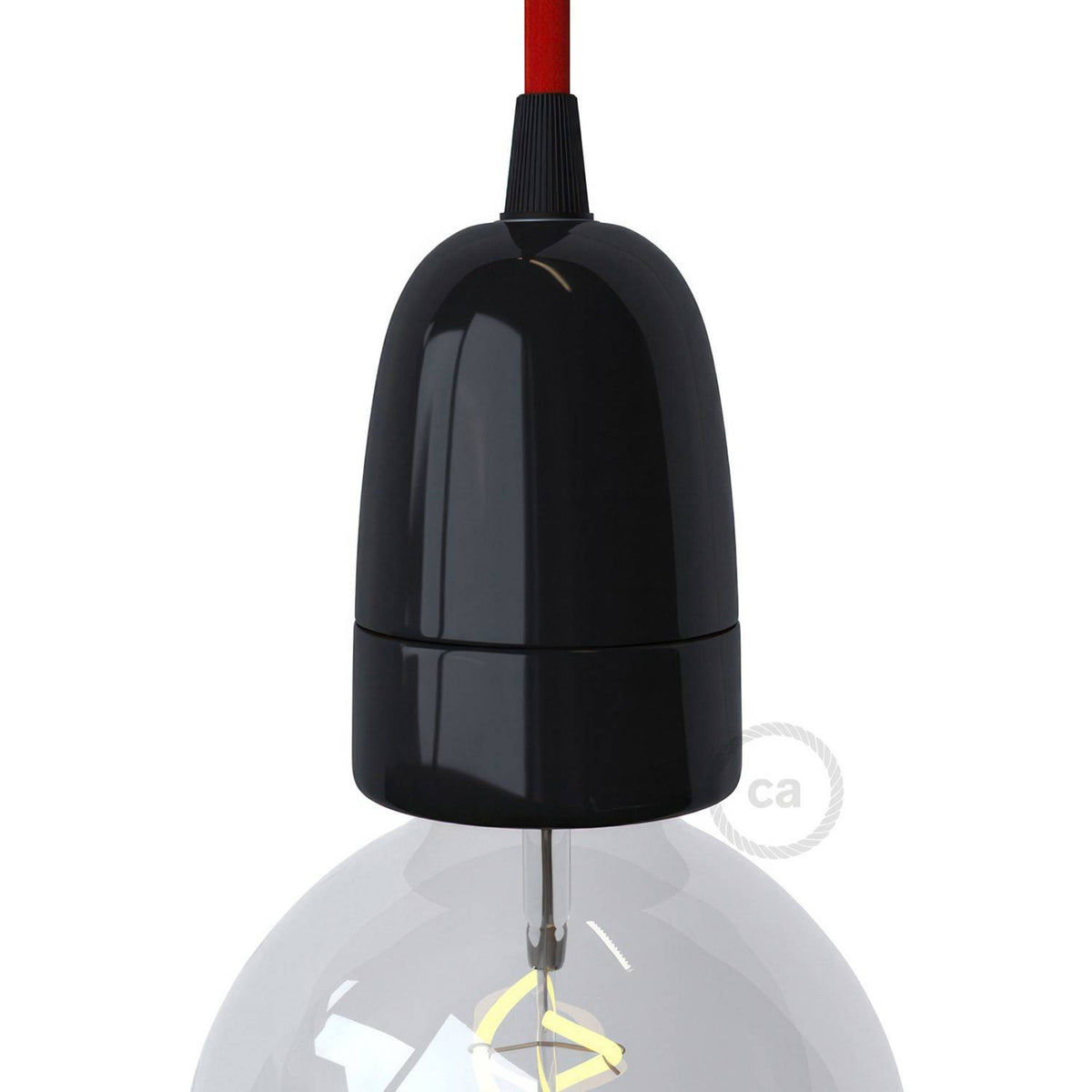 Porcelánová objímka E40 s kabelovou průchodkou, 80 mm