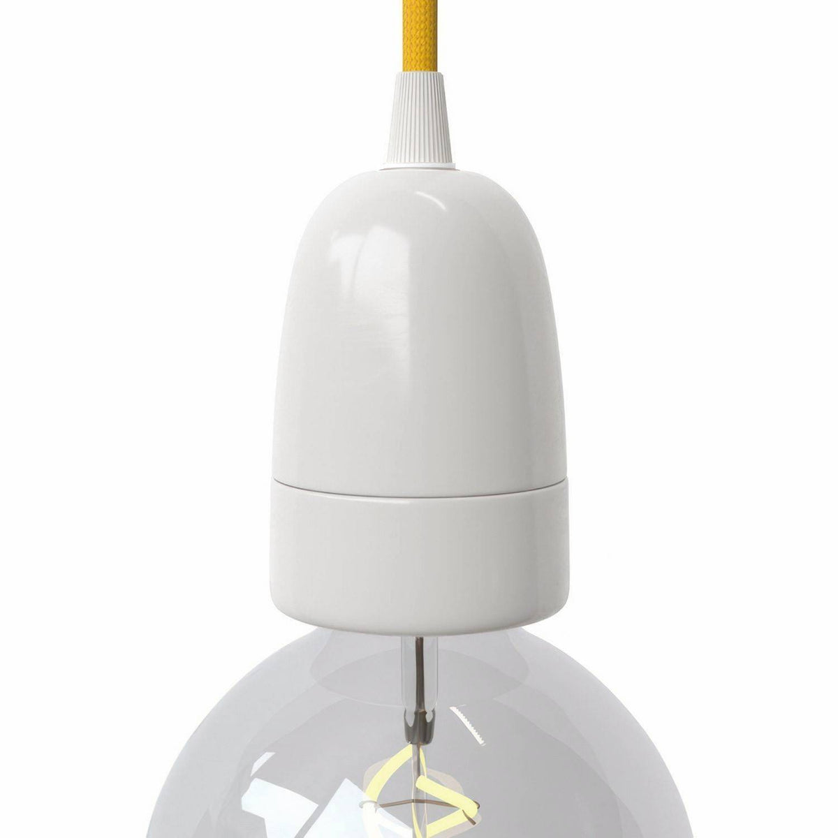 Porcelánová objímka E40 s kabelovou průchodkou, 80 mm