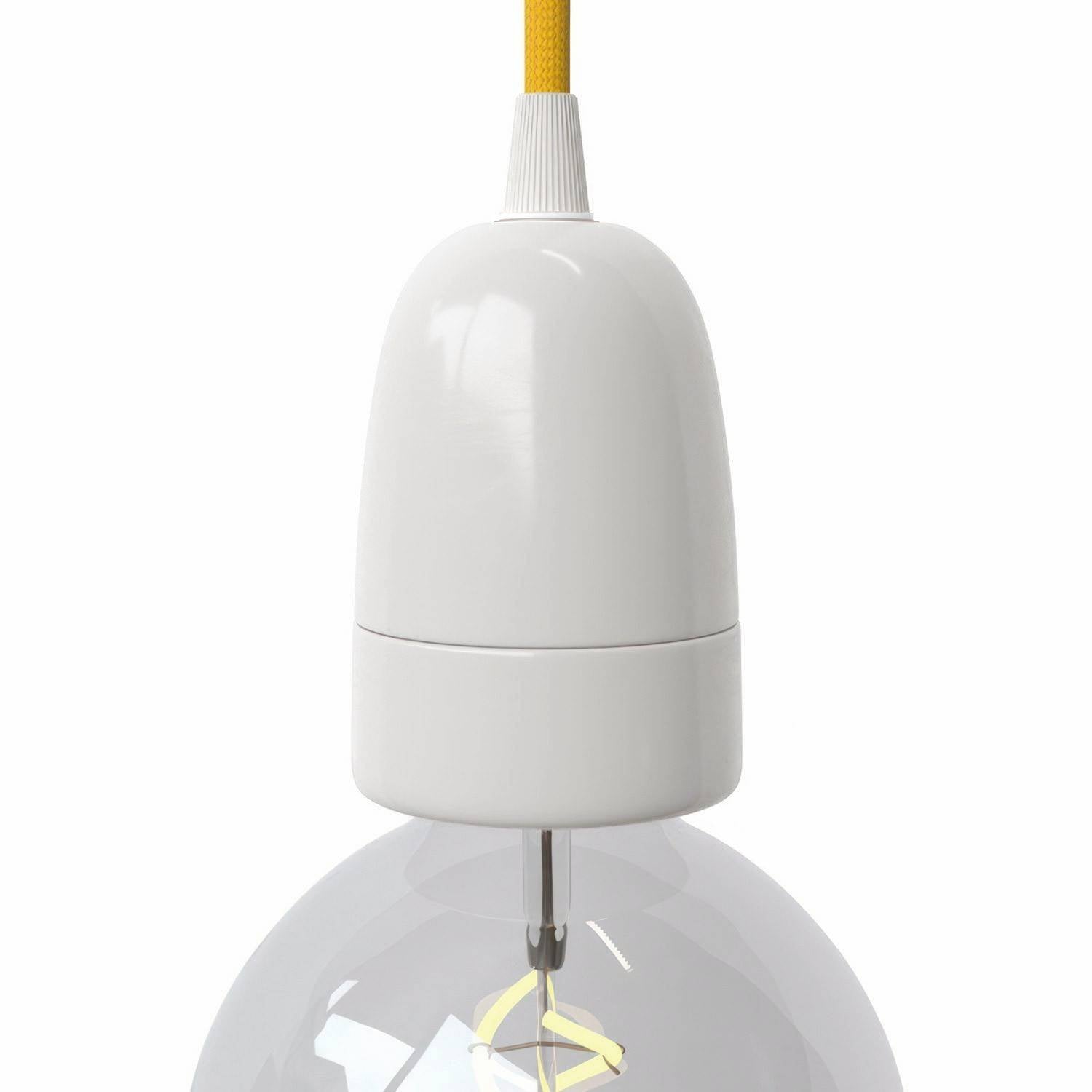 Porcelánová objímka E40 s kabelovou průchodkou, 80 mm