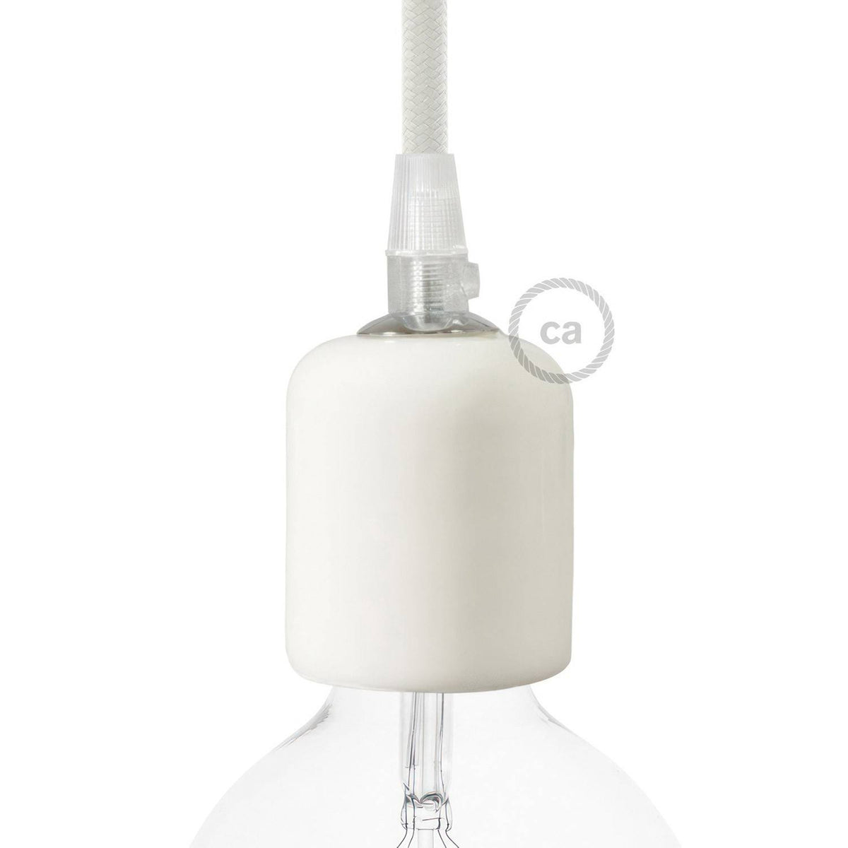 Keramická objímka E27 s ruční úpravou, průměr 54 mm