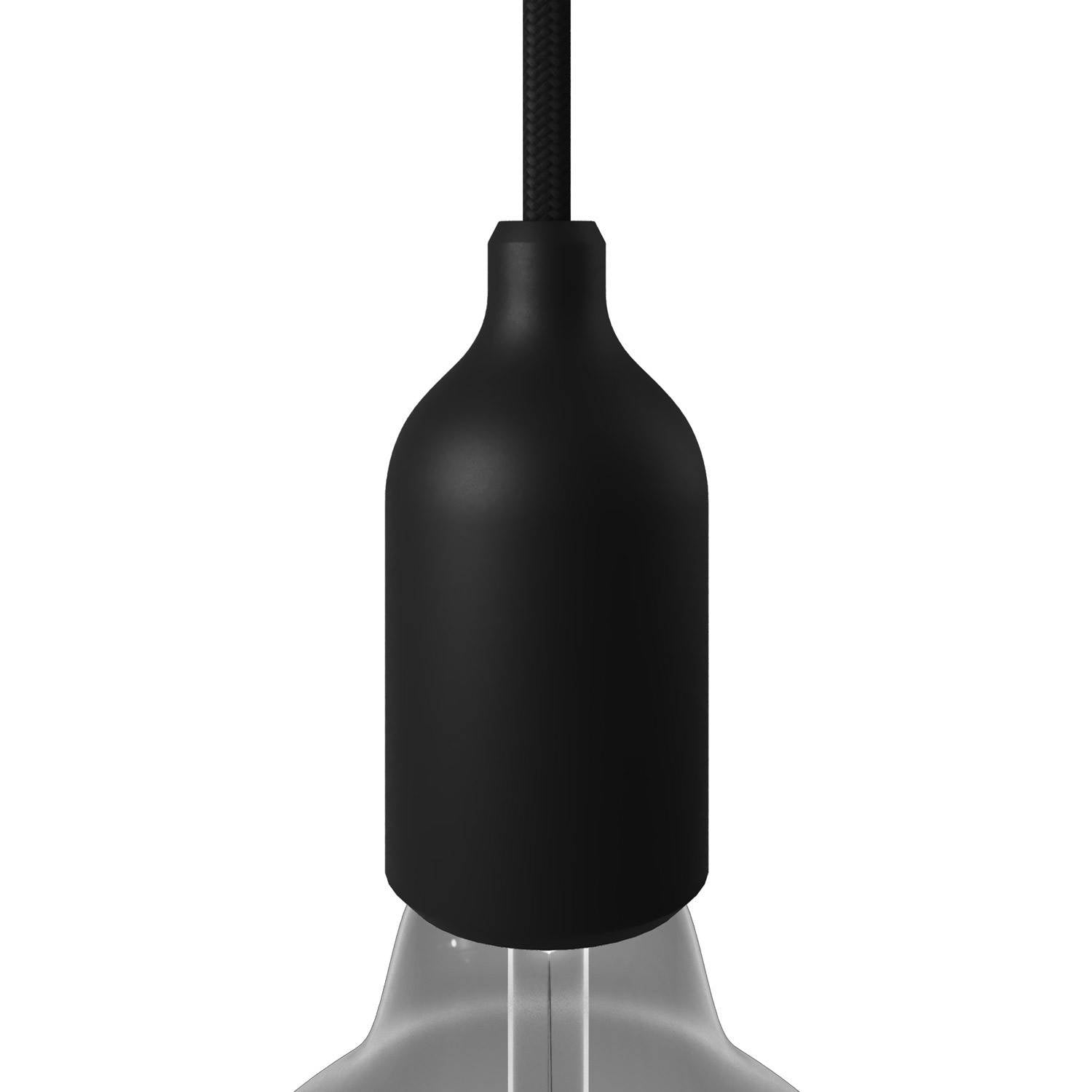 Silikonová objímka E27 s kabelovou svorkou, průměr 44 mm, výška 92 mm