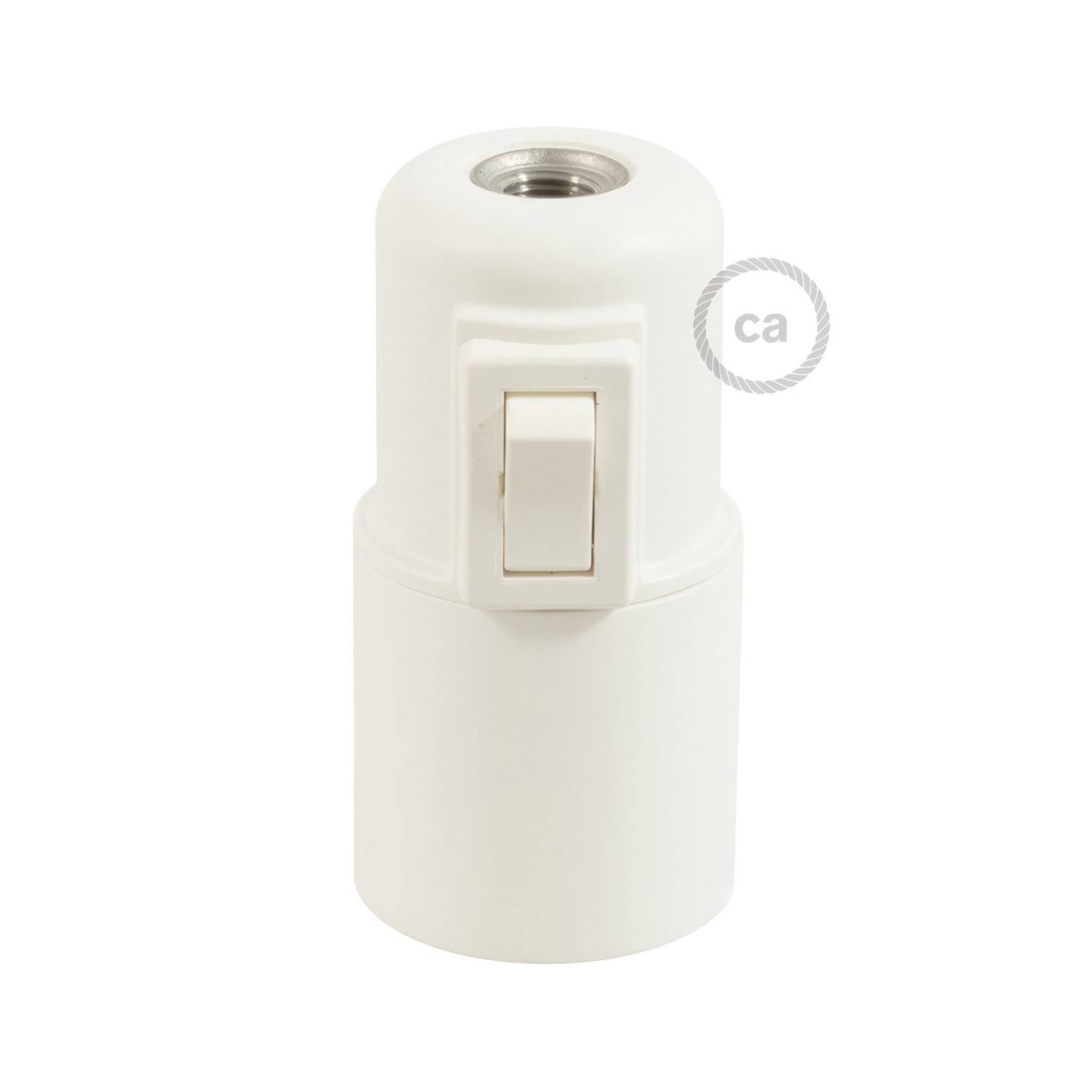 Objímka E27 z termoplastu s vypínačem, průměr 39 mm