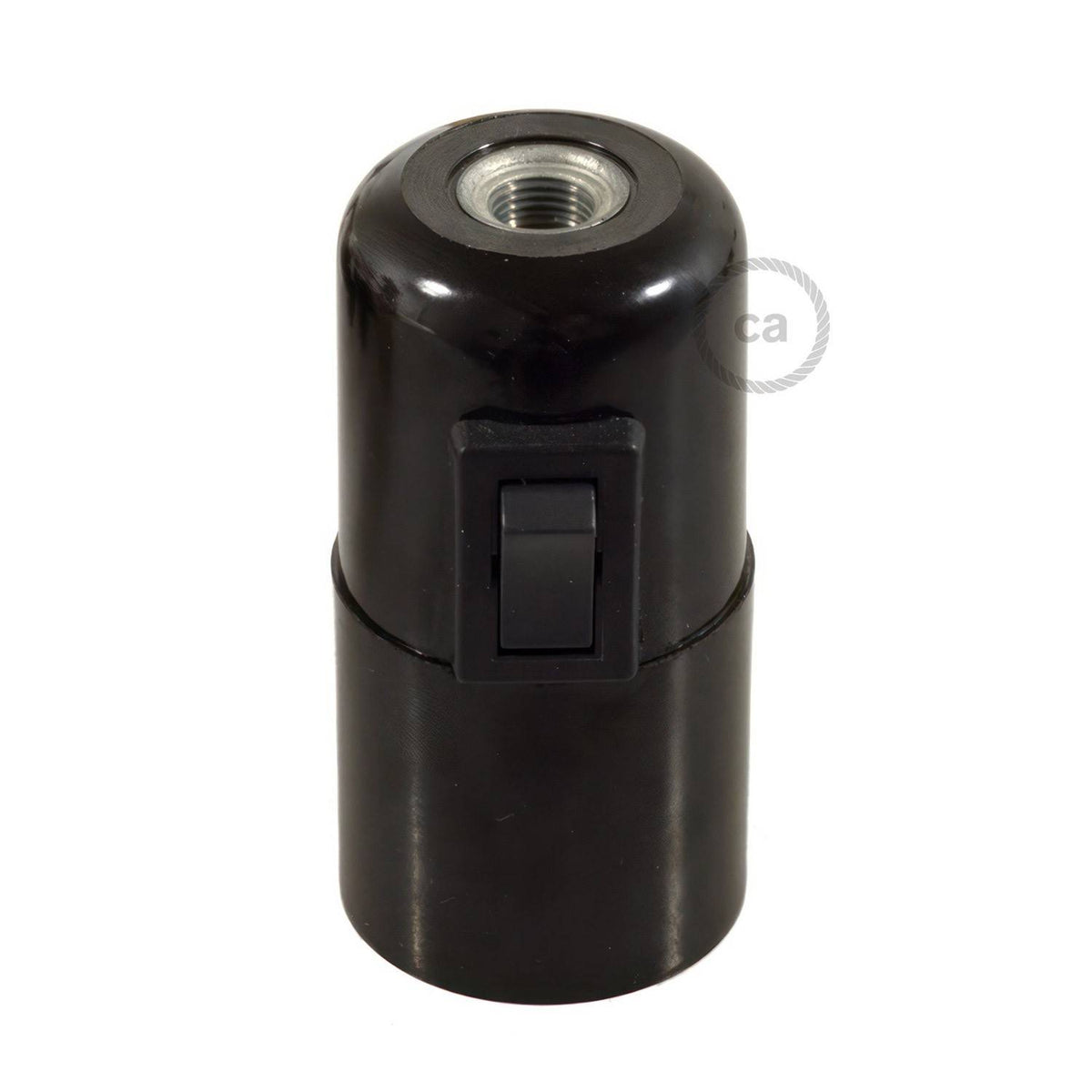 Bakelitová objímka E27 s vypínačem, průměr 40 mm, jmenovité napětí 250 V