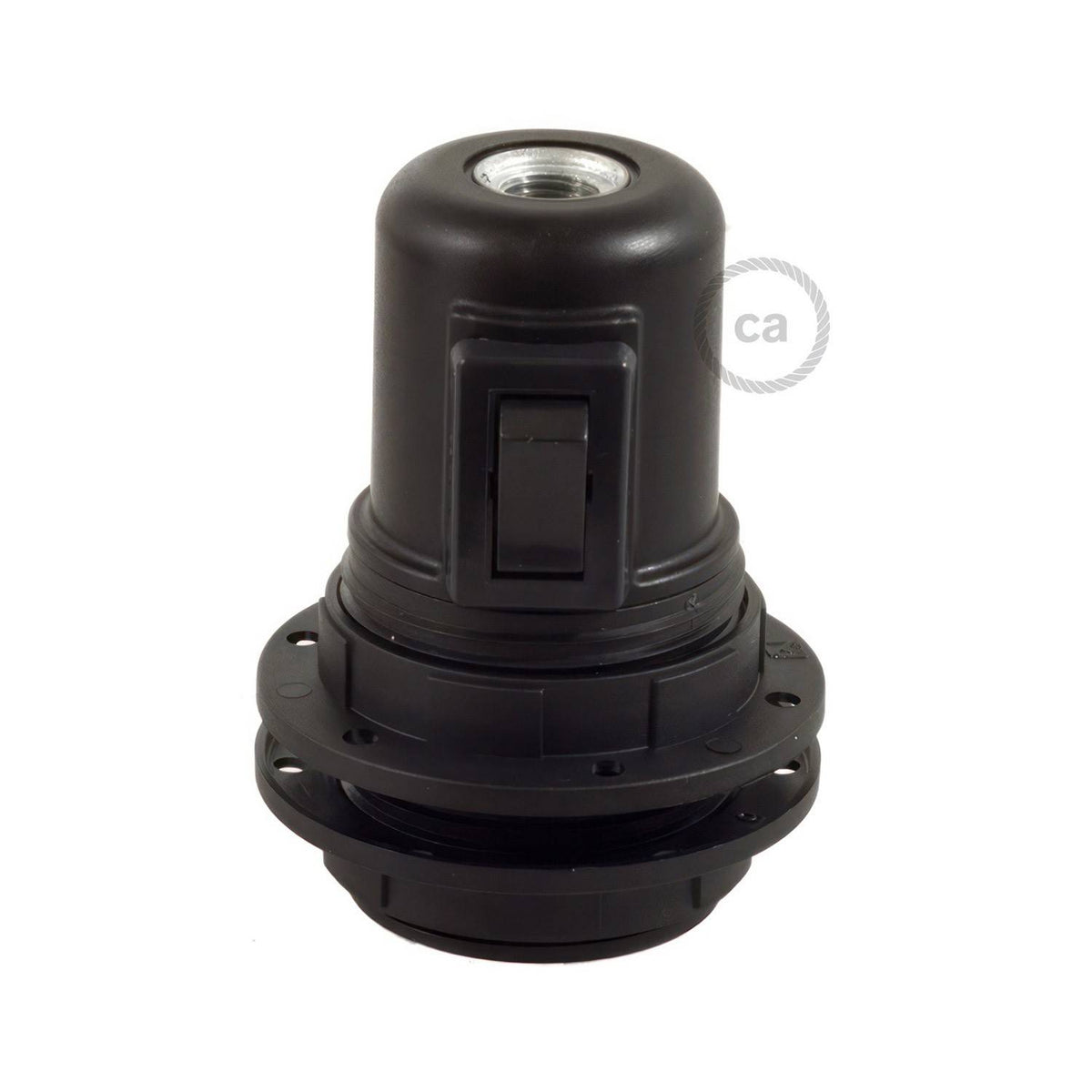 Objímka E27 z termoplastu s vypínačem a průměrem 39 mm