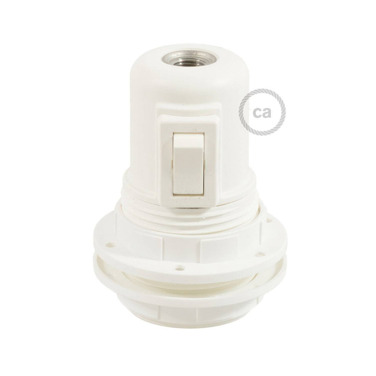 Objímka E27 z termoplastu s vypínačem a průměrem 39 mm