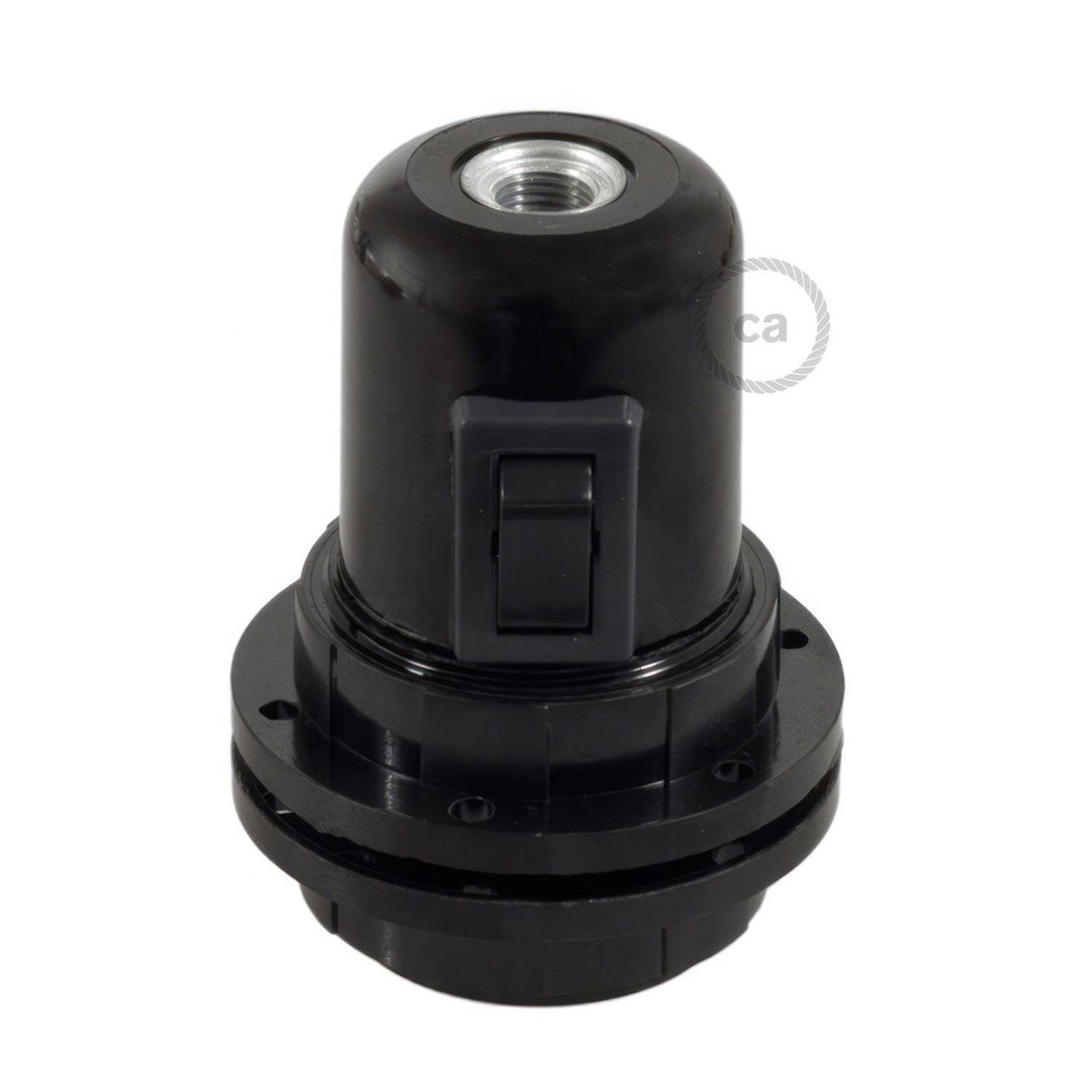 Bakelitová objímka E27 s vypínačem, průměr 40 mm, jmenovité napětí 250V