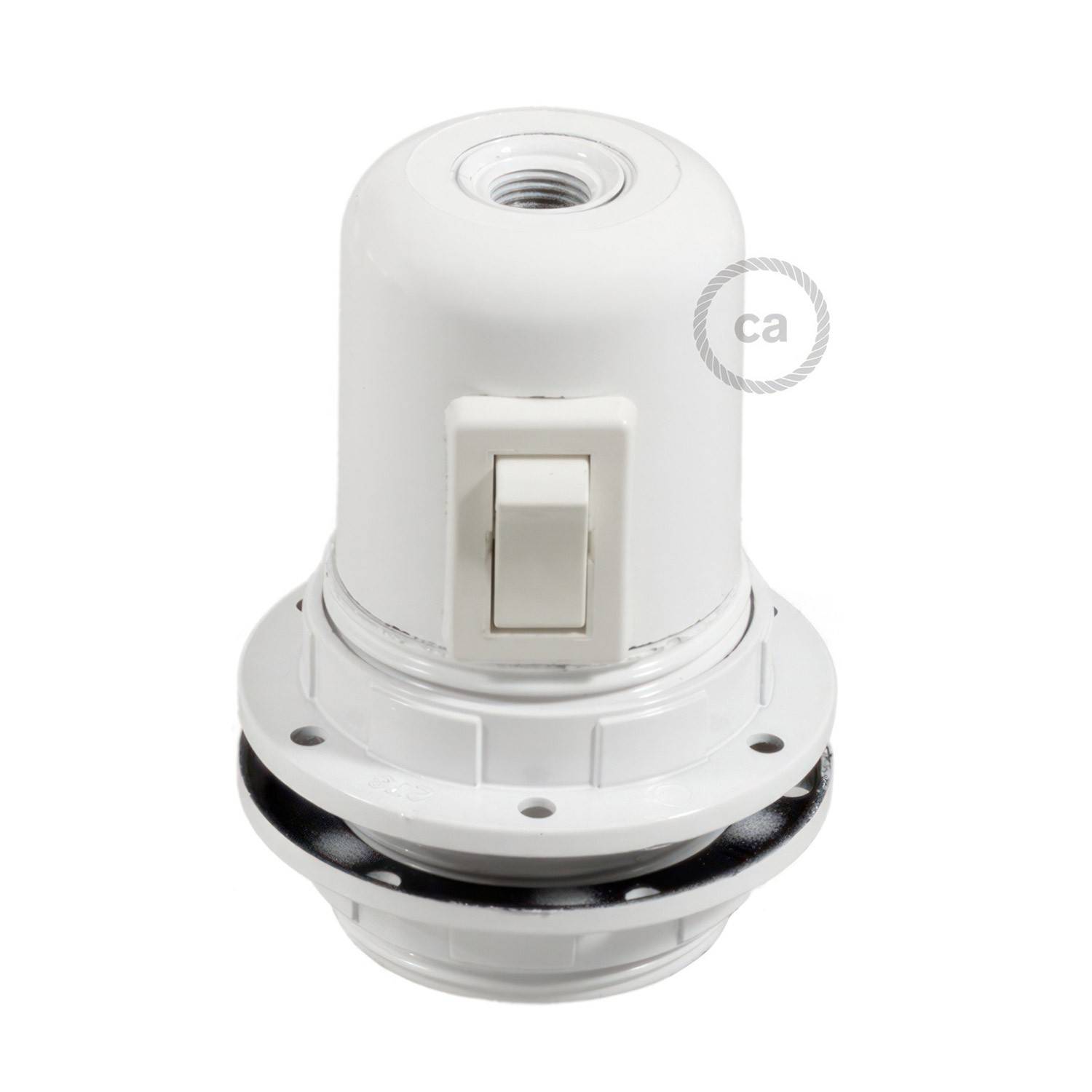 Bakelitová objímka E27 s vypínačem, průměr 40 mm, jmenovité napětí 250V