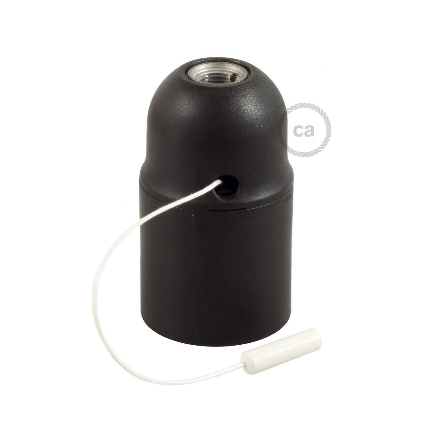 Objímka E27 z termoplastu s tahacím vypínačem, průměr 38 mm