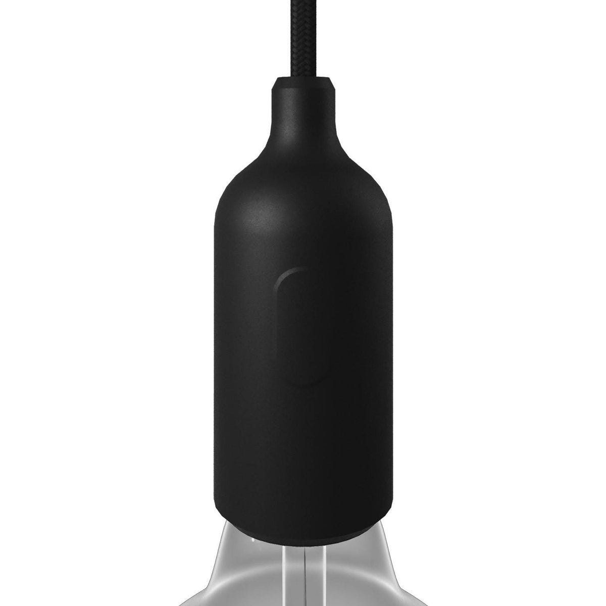 Silikonová objímka E27 s vypínačem, černá, průměr 44 mm, výška 110 mm