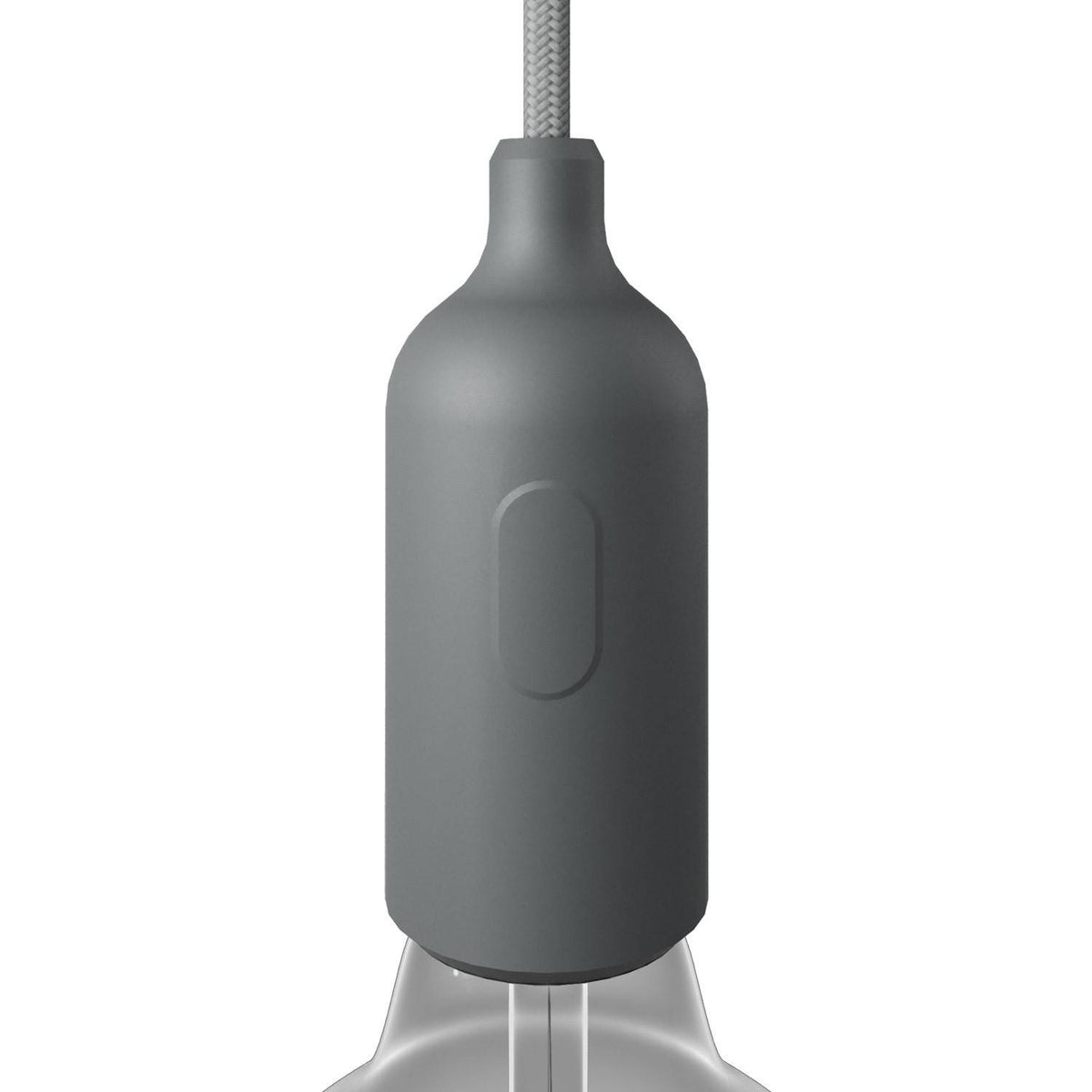 Silikonová objímka E27 s vypínačem, černá, průměr 44 mm, výška 110 mm