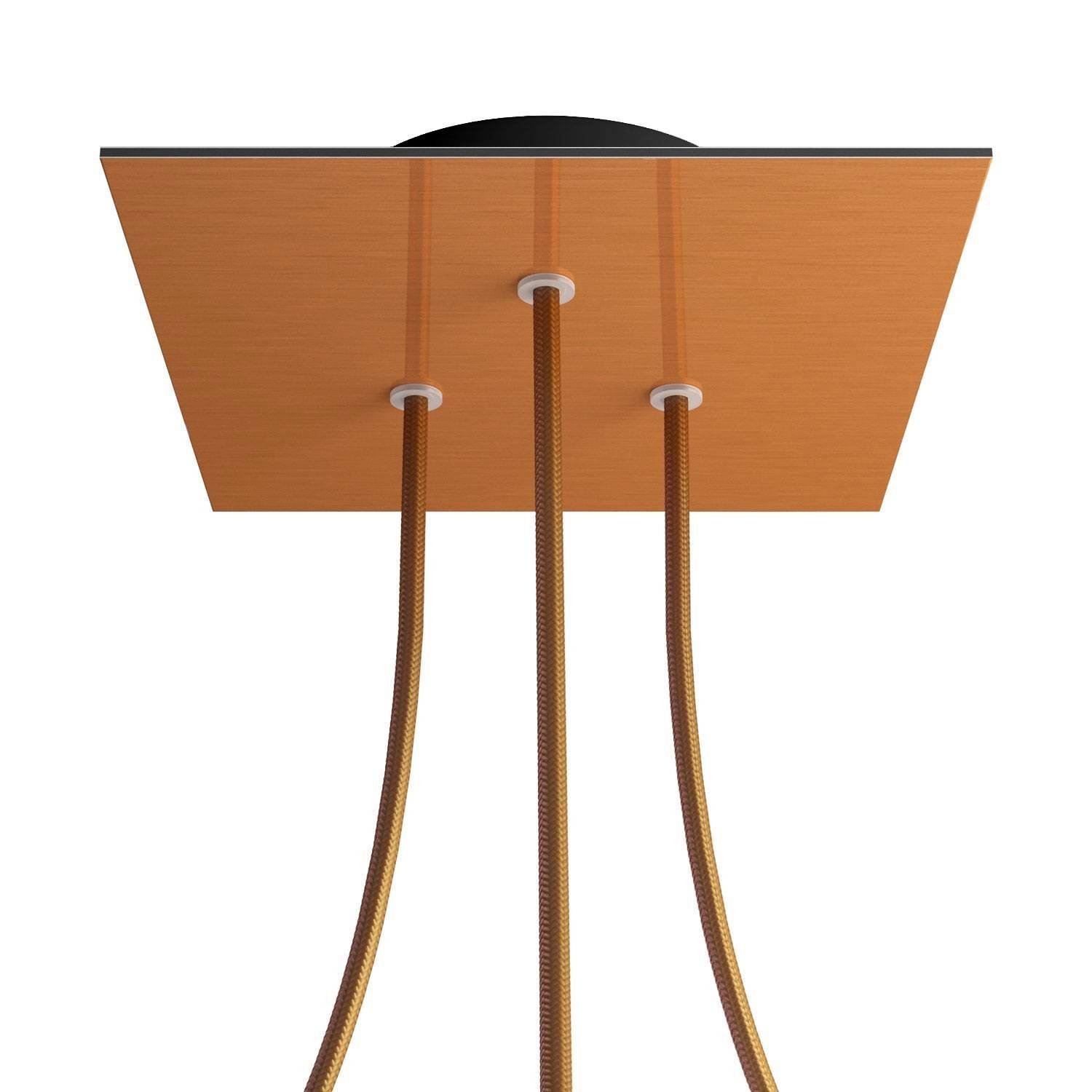 Čtvercový stropní baldachýn Rose-One System 200 mm, kovový s 3 otvory