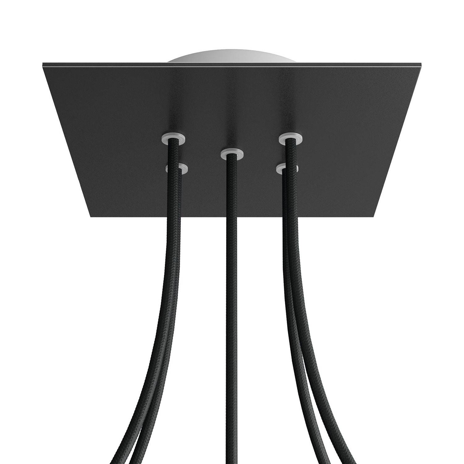 Čtvercový stropní baldachýn Rose-One System 200 mm, kovový, 5 otvorů