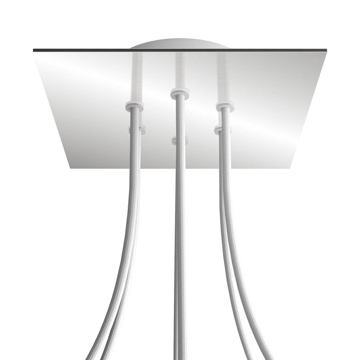 Čtvercový stropní baldachýn Rose-One System 200 mm, kovový, 6 otvorů