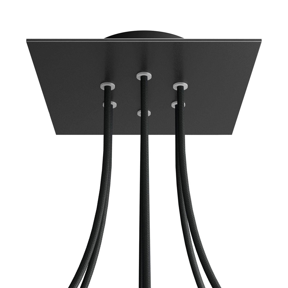 Čtvercový stropní baldachýn Rose-One System 200 mm, kovový, 6 otvorů