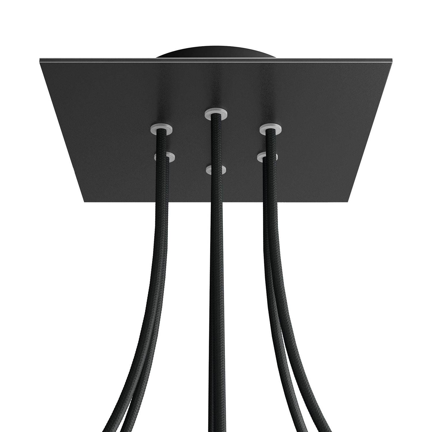 Čtvercový stropní baldachýn Rose-One System 200 mm, kovový, 6 otvorů