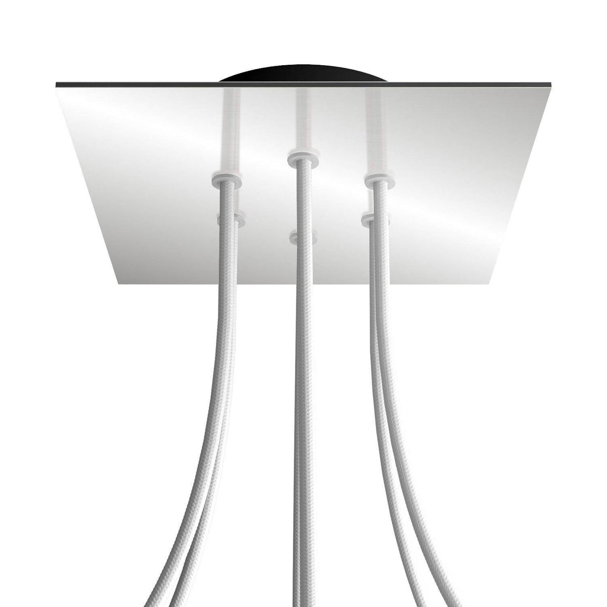 Čtvercový stropní baldachýn Rose-One System 200 mm, kovový, 6 otvorů