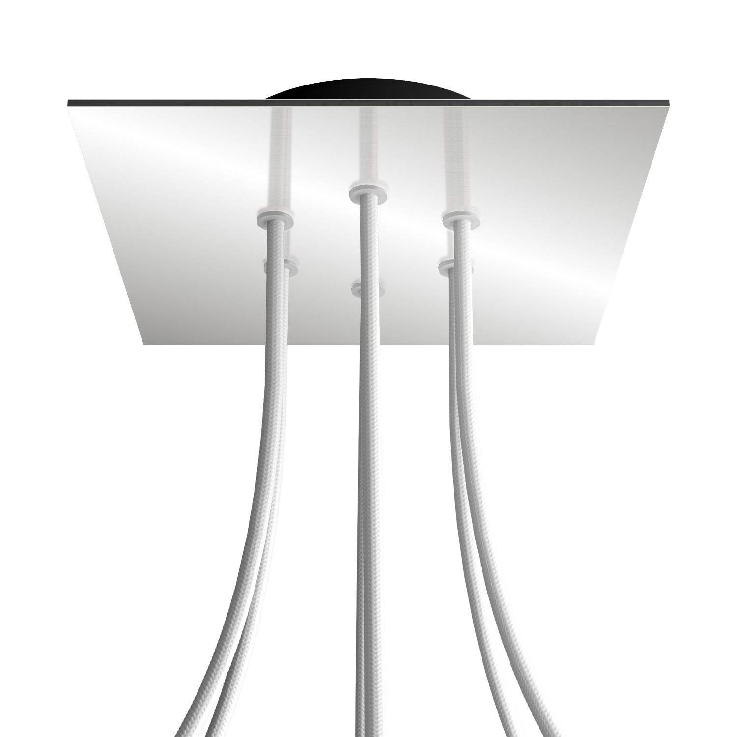 Čtvercový stropní baldachýn Rose-One System 200 mm, kovový, 6 otvorů