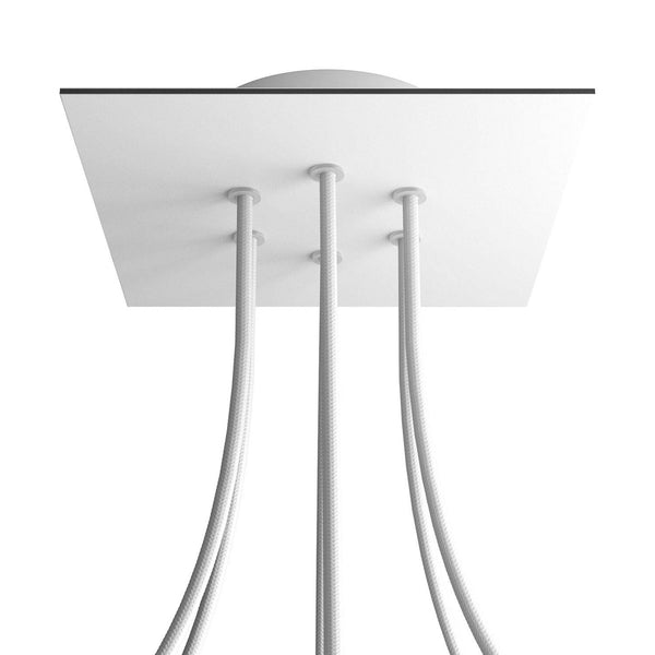 Čtvercový stropní baldachýn Rose-One System 200 mm, kovový, 6 otvorů