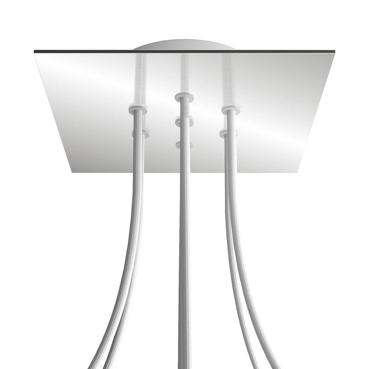 Čtvercový stropní baldachýn Rose-One System 200 mm, kovový, 7 otvorů