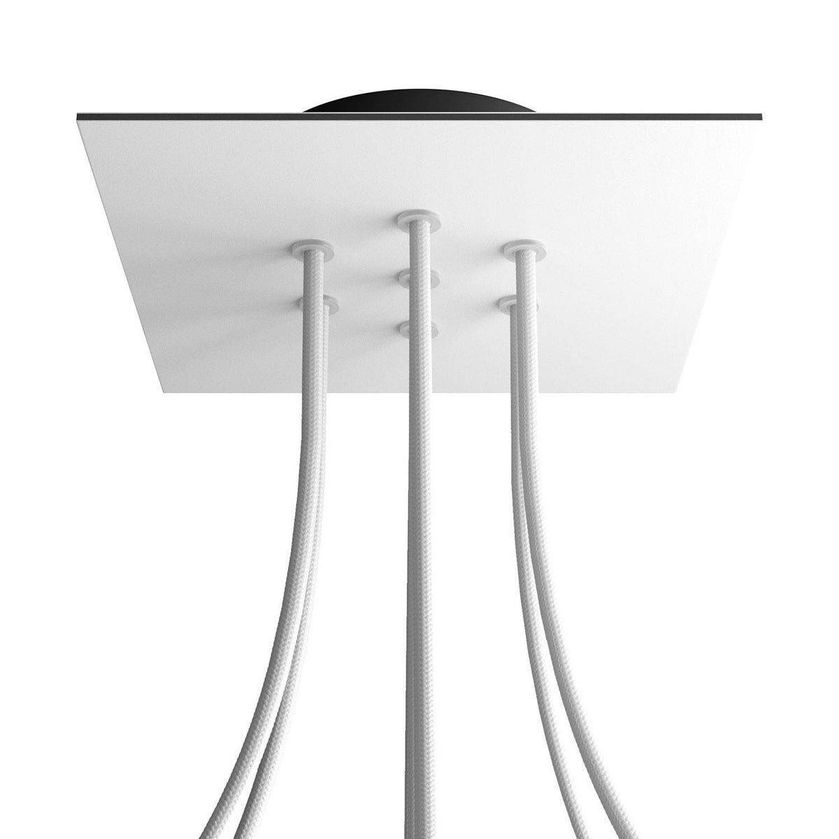 Čtvercový stropní baldachýn Rose-One System 200 mm, kovový, 7 otvorů