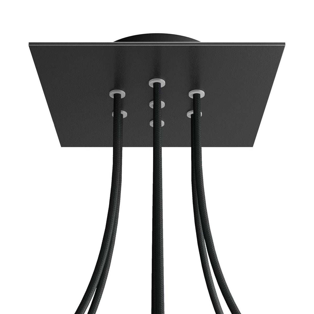 Čtvercový stropní baldachýn Rose-One System 200 mm, kovový, 7 otvorů