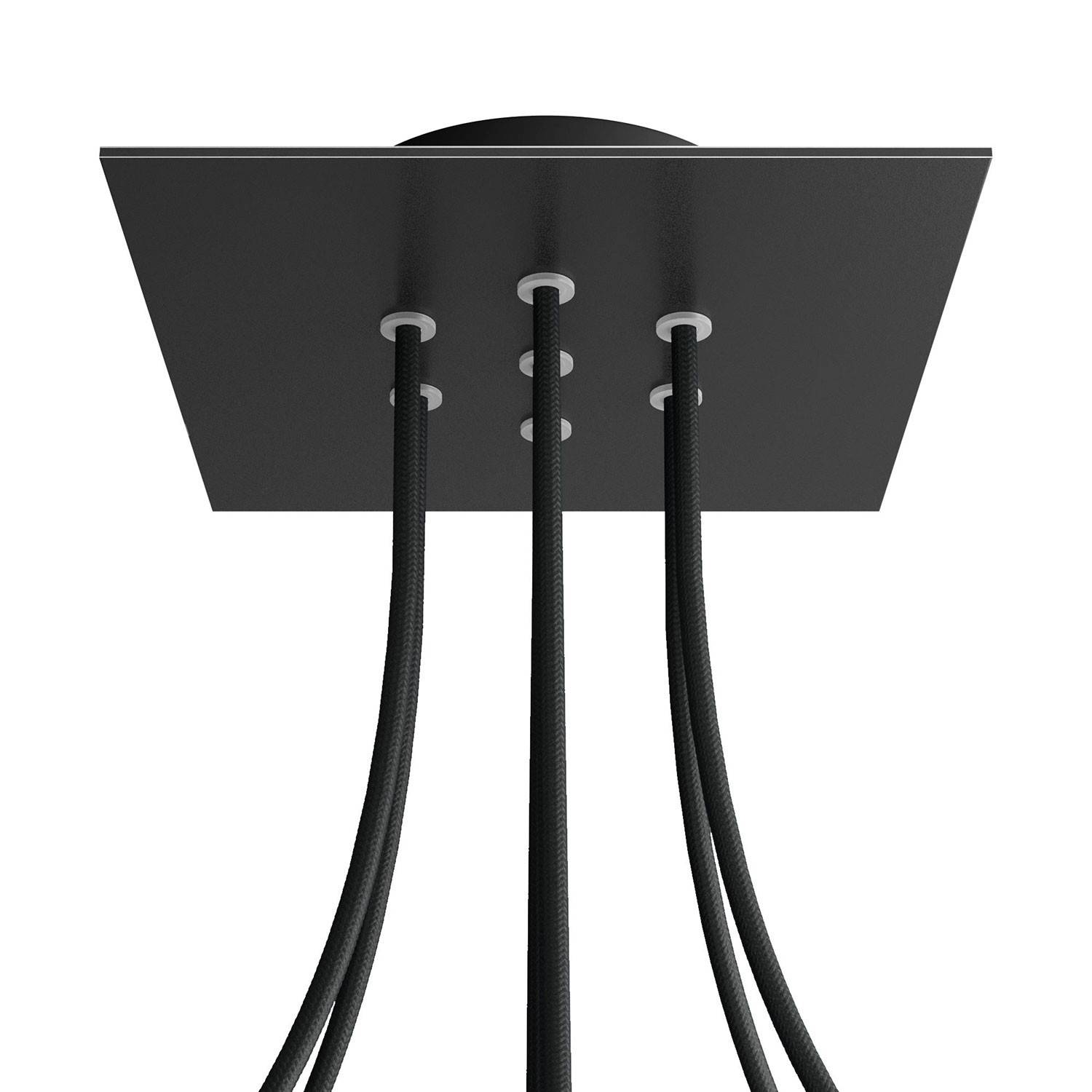 Čtvercový stropní baldachýn Rose-One System 200 mm, kovový, 7 otvorů
