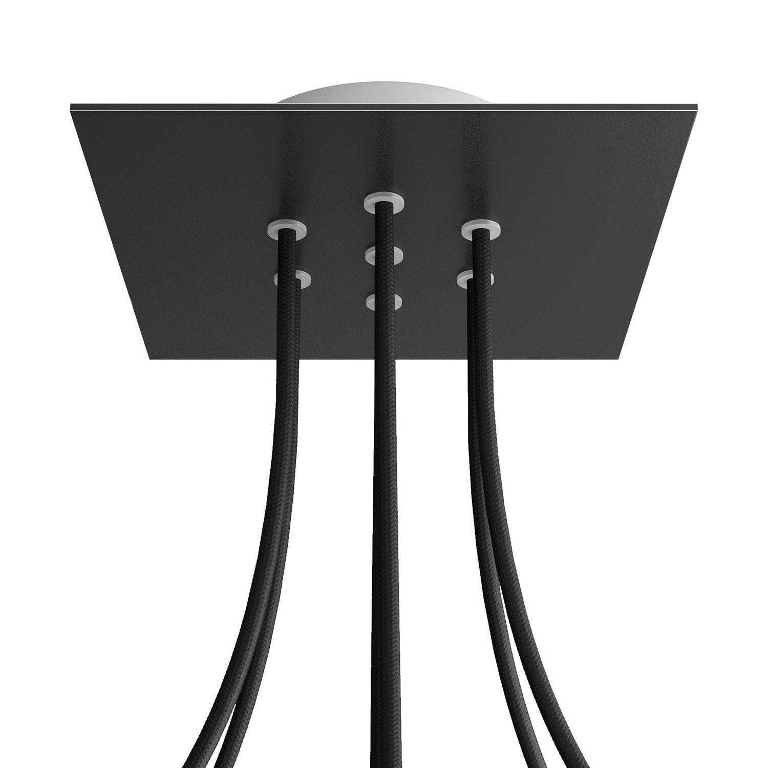 Čtvercový stropní baldachýn Rose-One System 200 mm, kovový, 7 otvorů