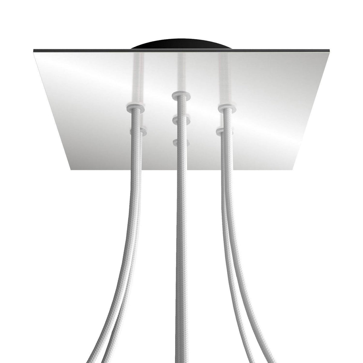 Čtvercový stropní baldachýn Rose-One System 200 mm, kovový, 7 otvorů