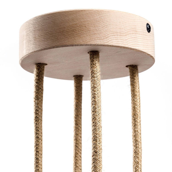 Dřevěný válcový stropní baldachýn Ø 120 mm se 4 otvory – sada