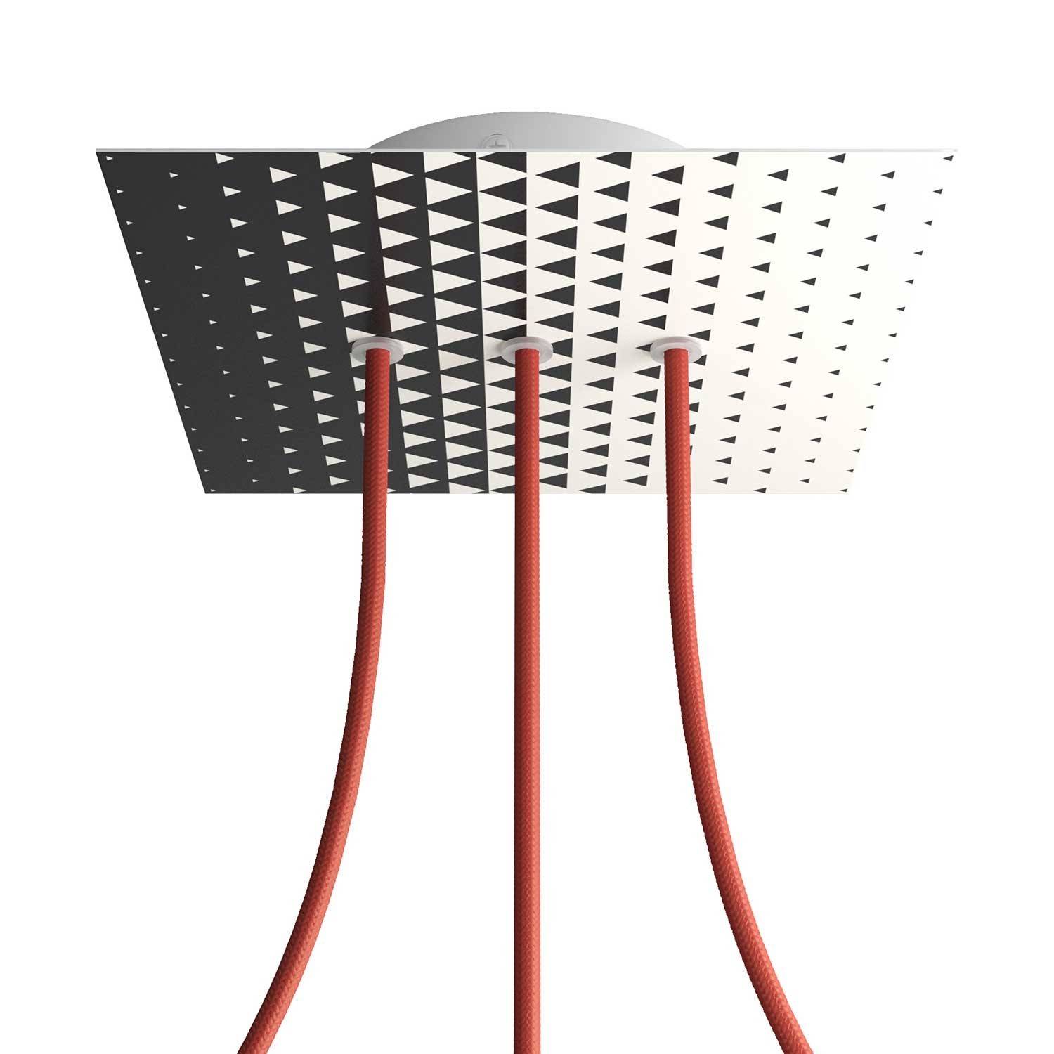 Čtvercový stropní baldachýn Rose-One System 200 mm, kovový, 3+4 otvory