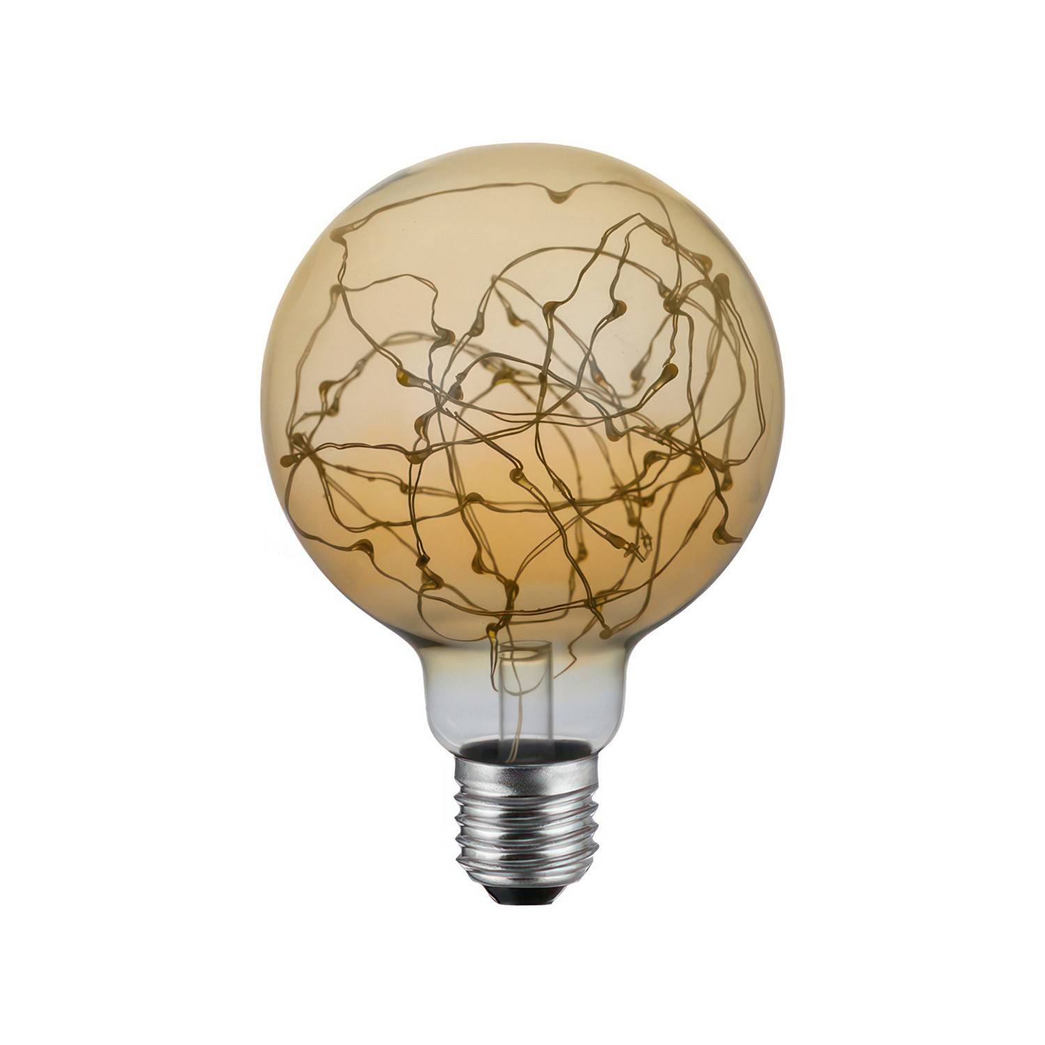 Zlatá LED Glóbus G95, 2W E27, 2000K, průměr 95 mm
