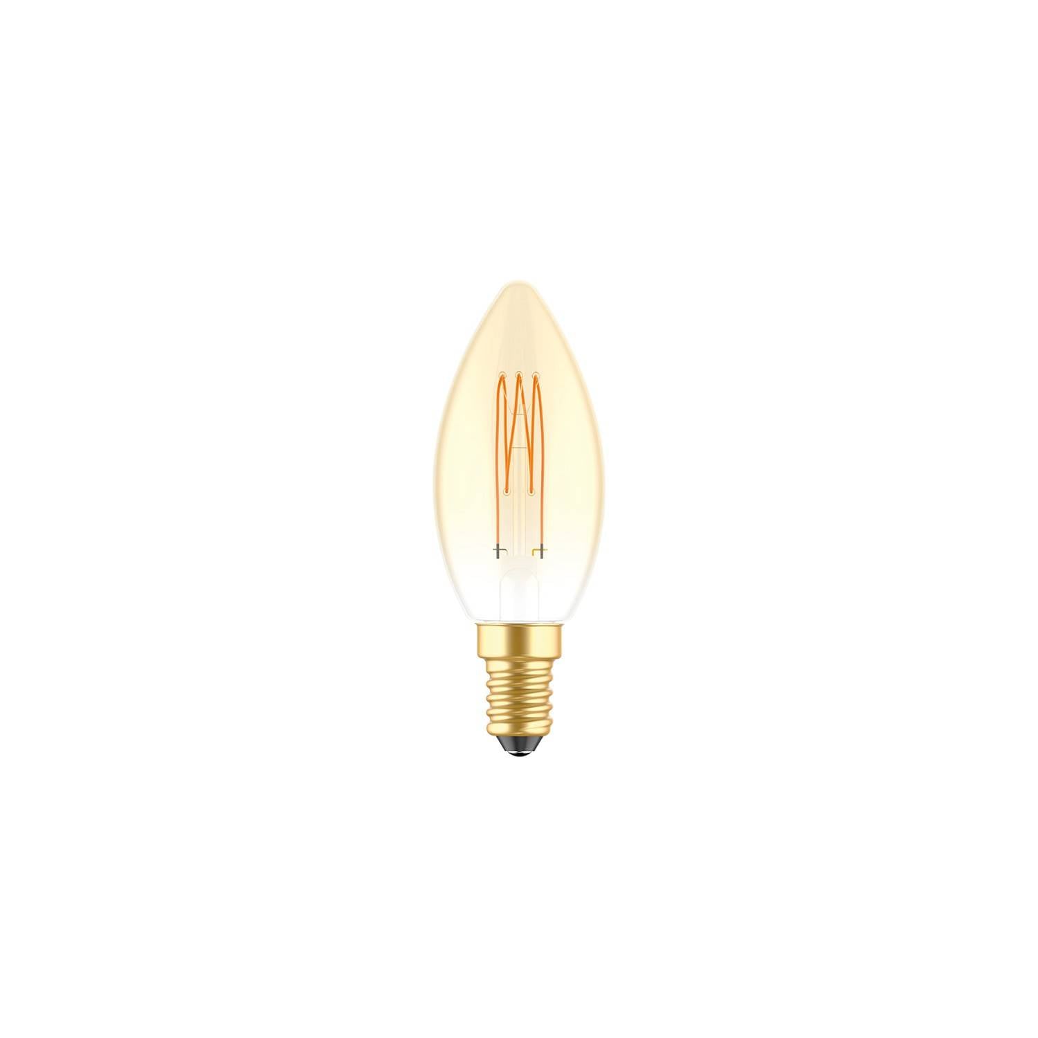 LED zlatá svíčková žárovka C35, 3,5W E14, stmívatelná 2700K