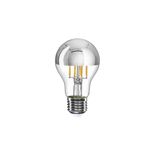 LED žárovka kapka A60 7W 650Lm E27 2700K Stmívatelná se stříbrným vrchlíkem