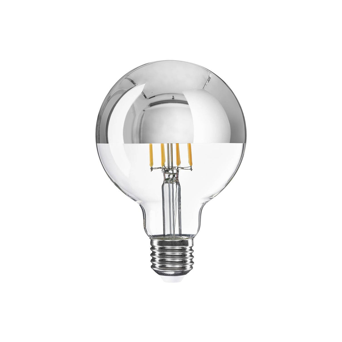 LED žárovka Globe G95 7W 650Lm E27 2700K Stmívatelná se stříbrným vrchlíkem