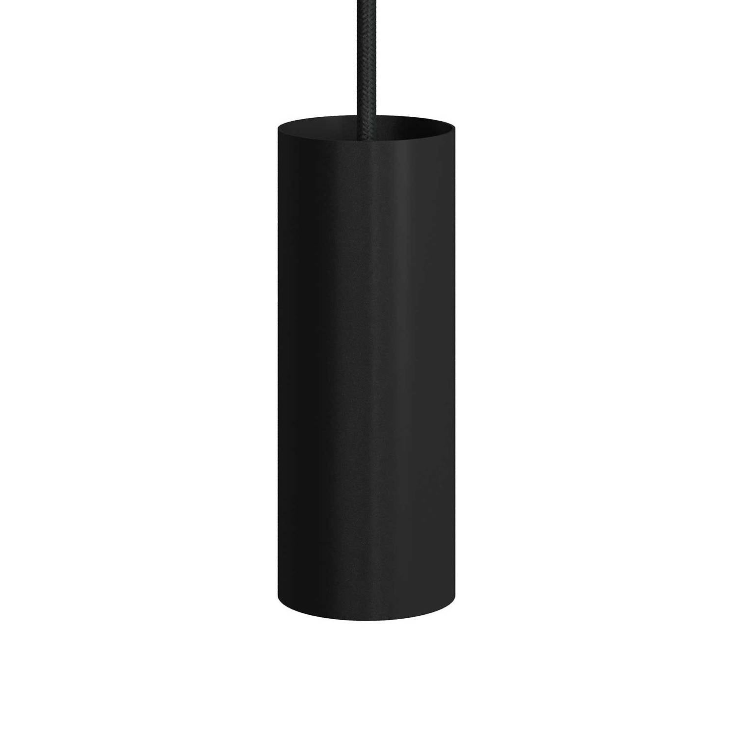 Tub-E14, černé válcové bodové stínidlo s E14 objímkou, průměr 60 mm, výška 153 mm