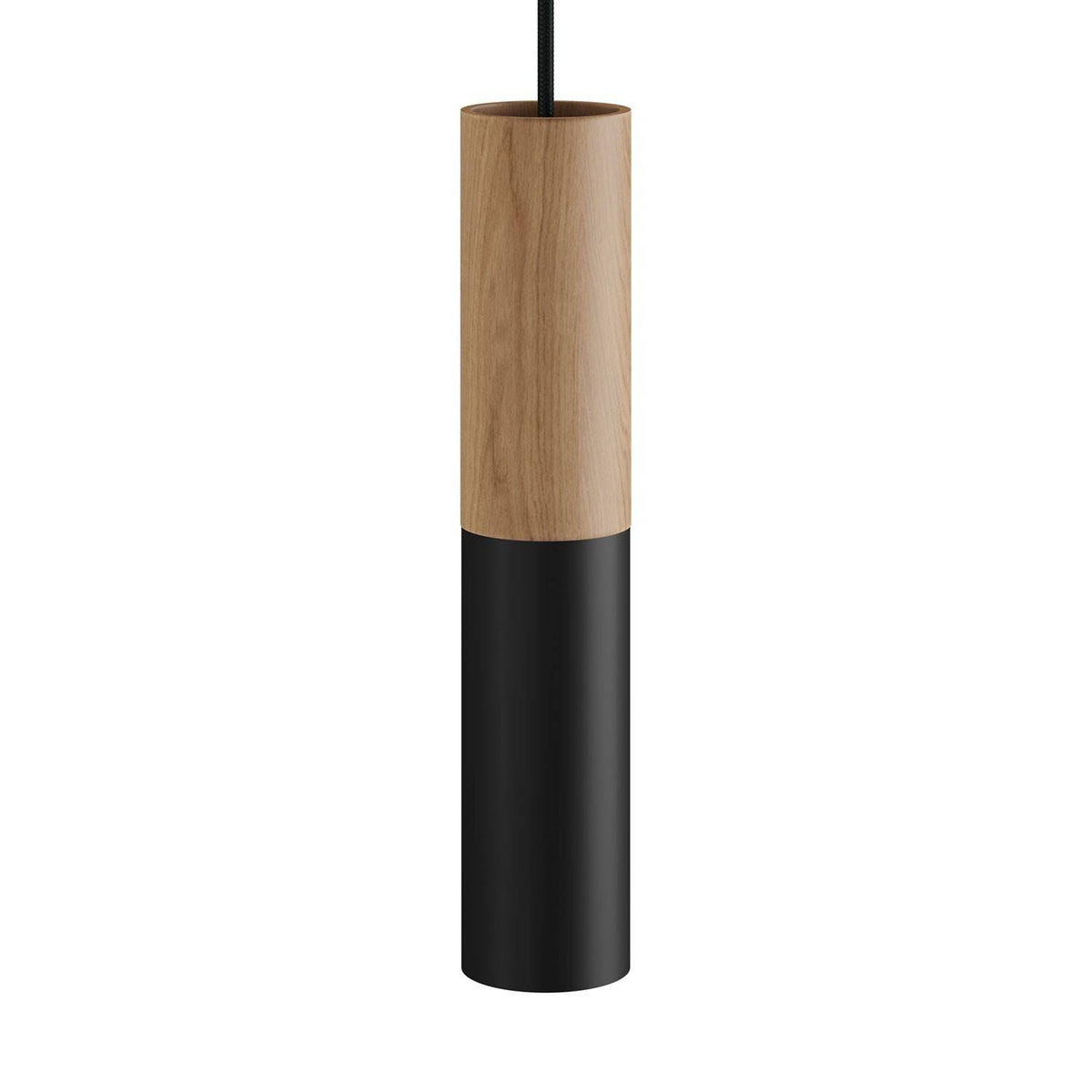 Tub-E14, dřevěné a kovové bodové stínidlo s E14 objímkou, průměr 60 mm, výška 300 mm