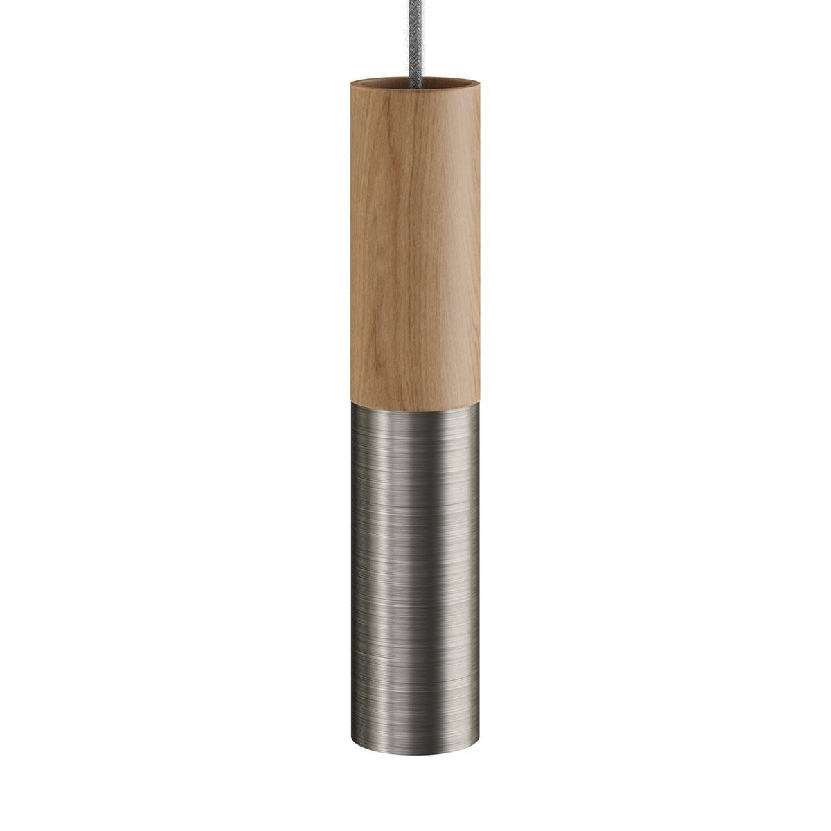 Tub-E14, dřevěné a kovové bodové stínidlo s E14 objímkou, průměr 60 mm, výška 300 mm