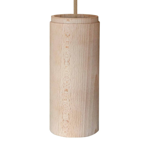 Bukové dřevěné stínidlo Tub-E27 s objímkou E27, průměr 87 mm, výška 200 mm