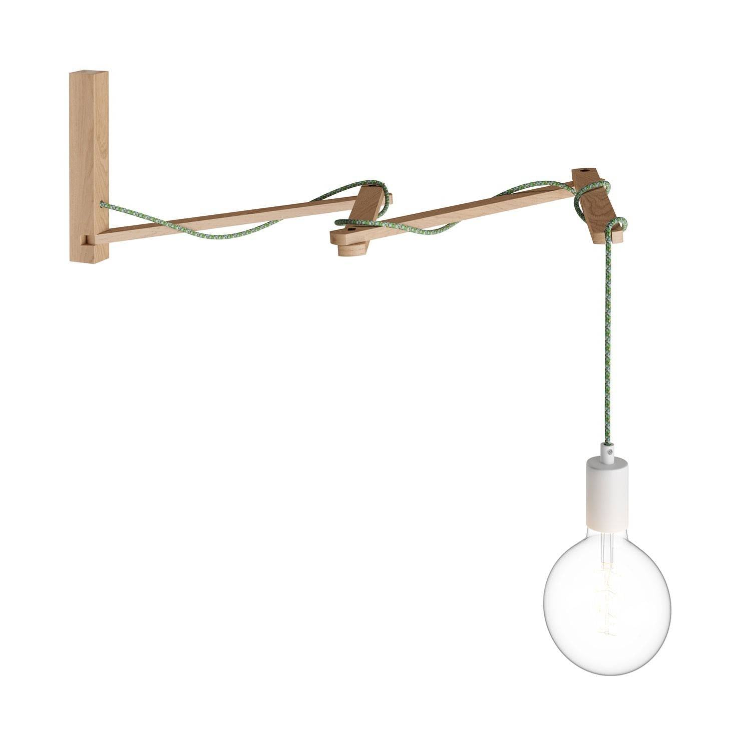 Pinocchio XL, nastavitelný bukový nástěnný držák pro lampy, 400 mm