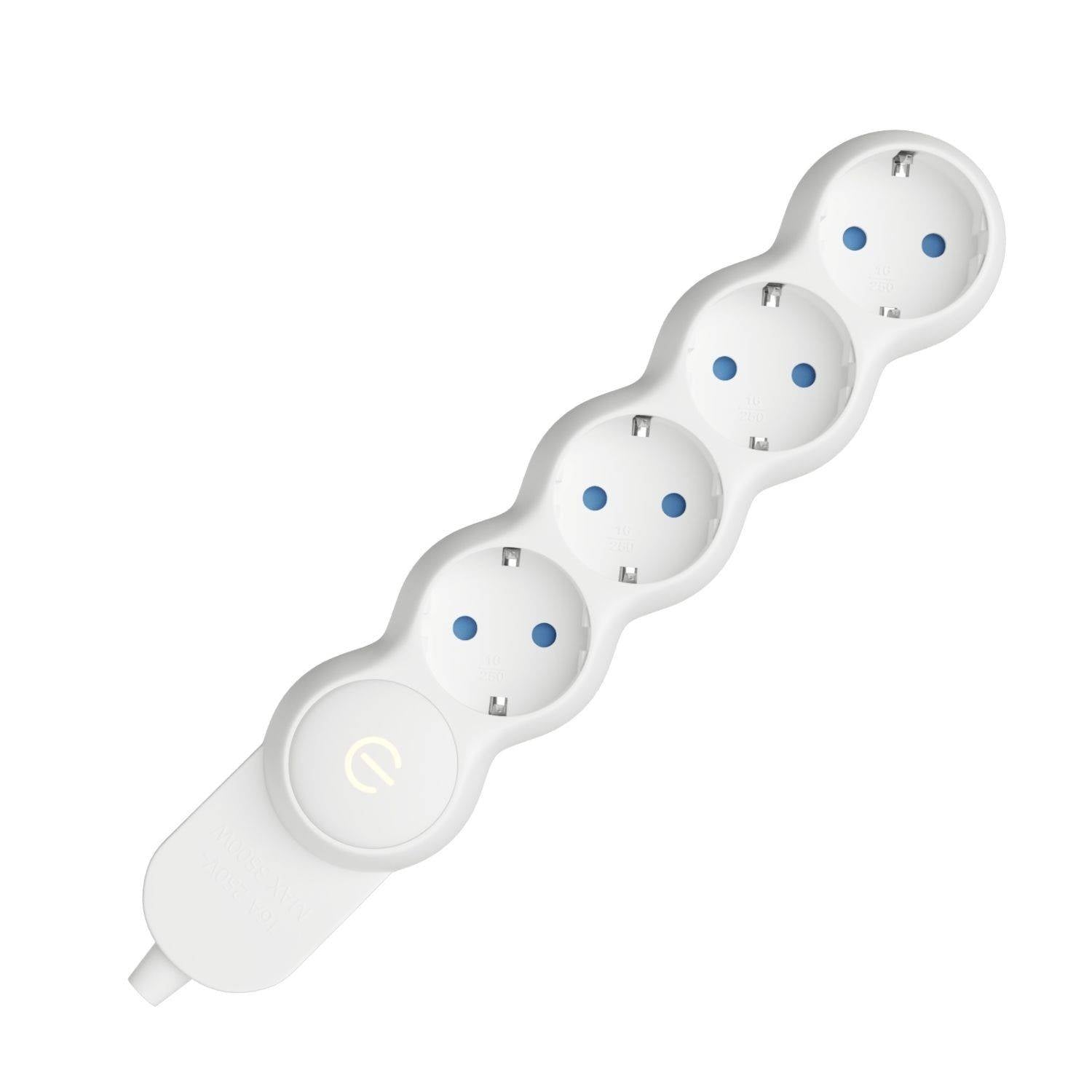 Německá napájecí lišta 4 zásuvky, 16A 250V, polypropylen