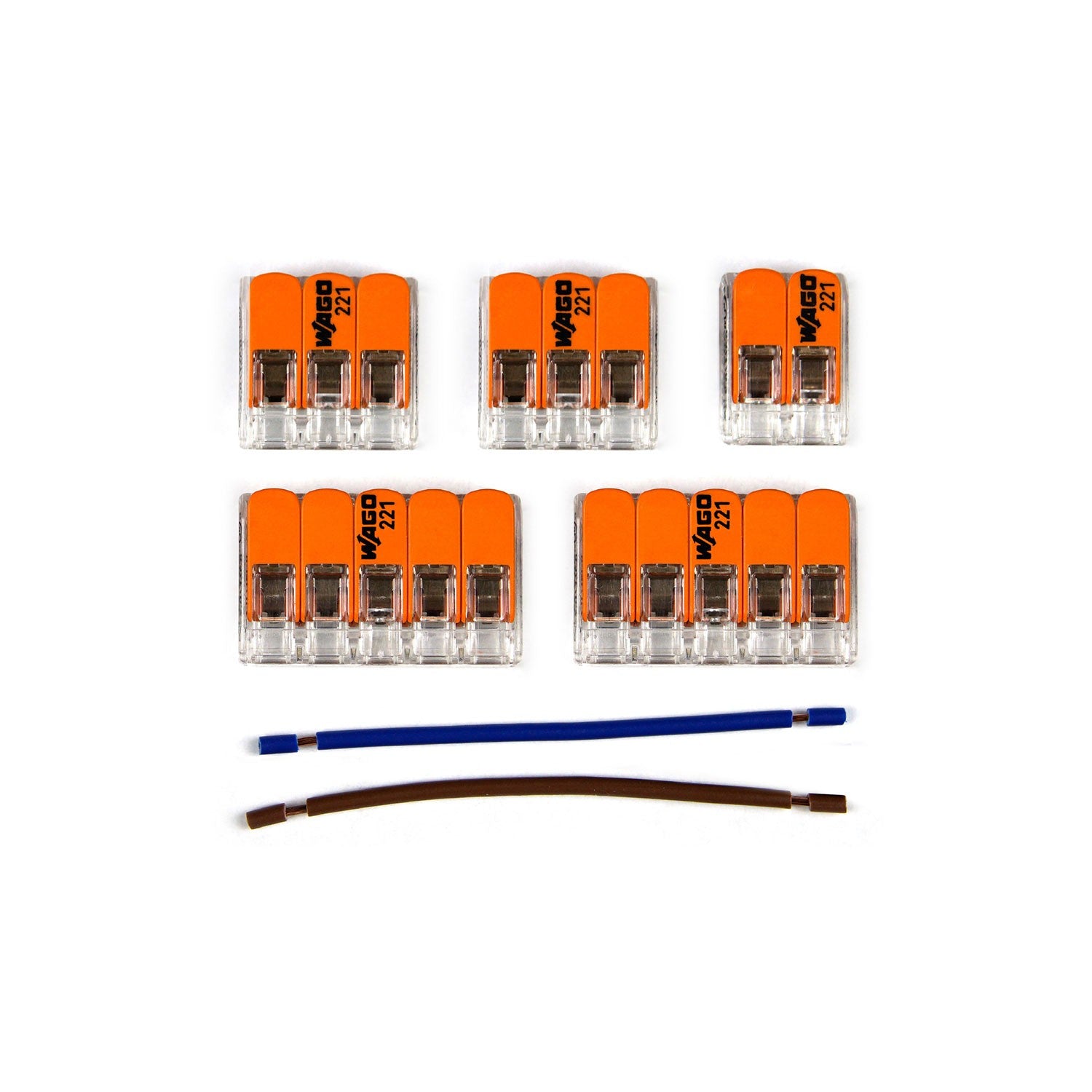Sada konektorů WAGO s 5 otvory, jmenovité napětí 450 V, pro kabely 2 x 0,2 - 4 mm²