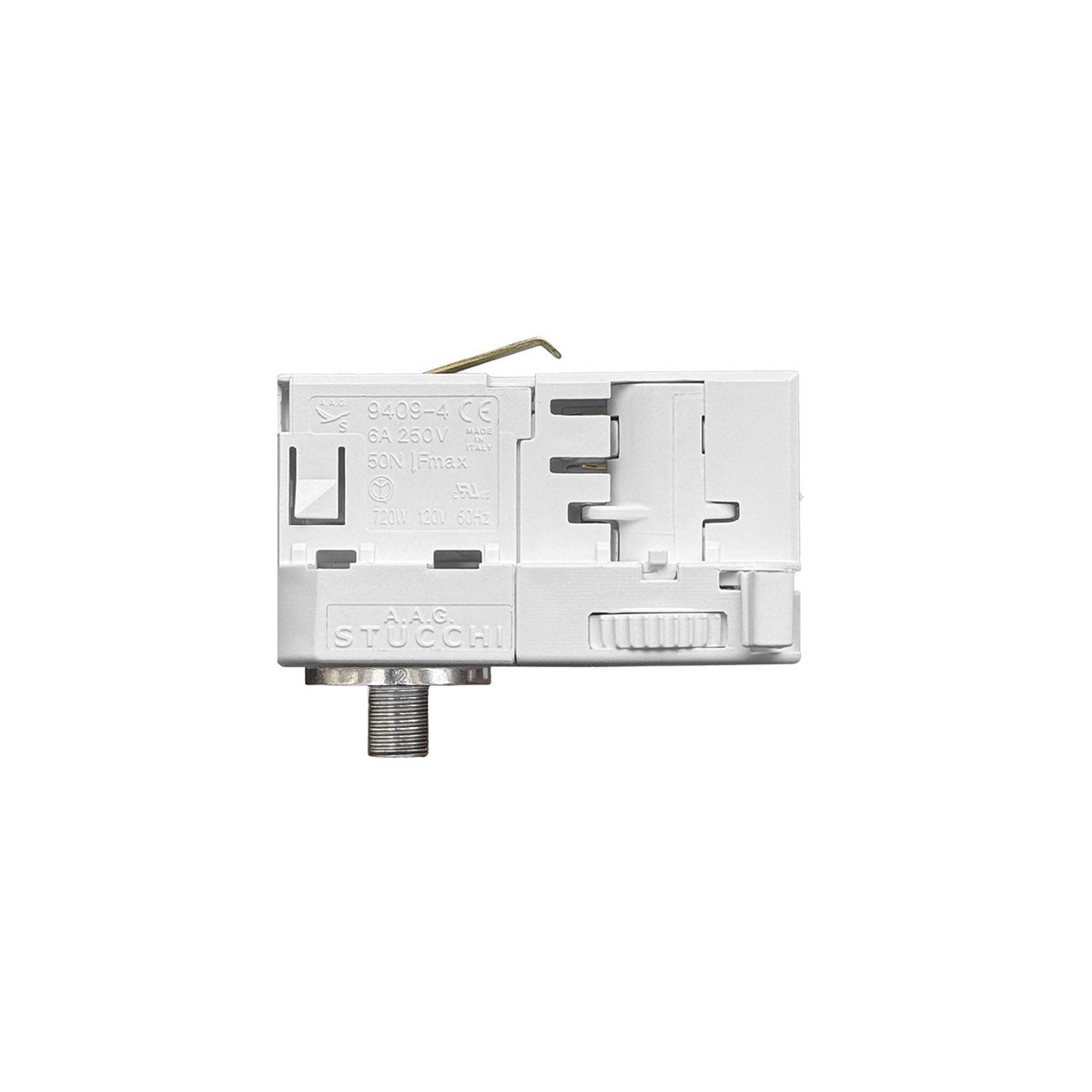 Adaptér Stucchi 9409-4 pro 3fázové obvodové dráhy - bílý/černý, 250 V, 6A