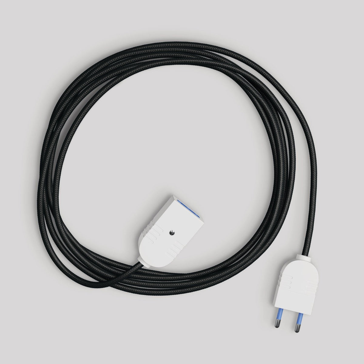 Elektrický prodlužovací kabel 2P 10A s černým textilním opletem, 2x0,75 mm²