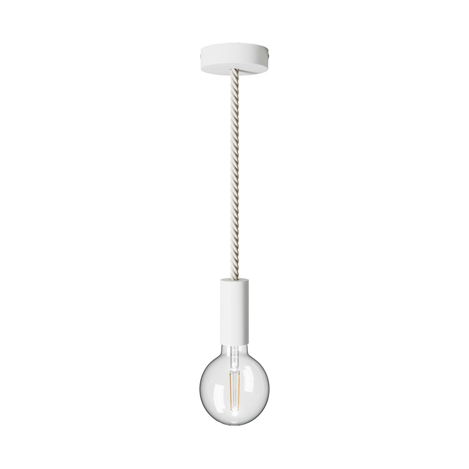 Závěsná lampa s XL 16mm námořnickým kabelem a lakovanými dřevěnými detaily, stmívatelná E27, 7W, 806 Lm