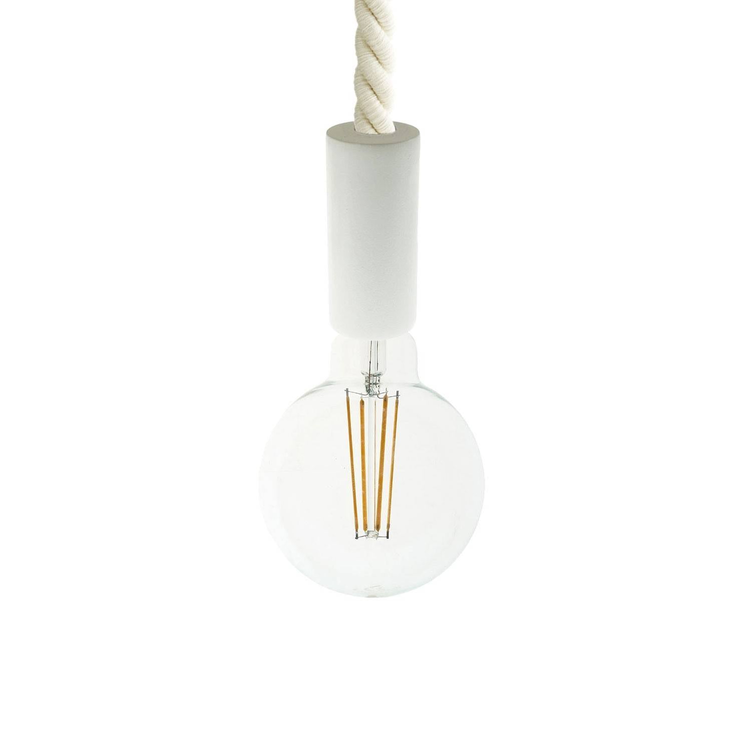 Závěsná lampa s 2XL námořnickým lanem a lakovanými dřevěnými detaily, 100 cm, E27, stmívatelná