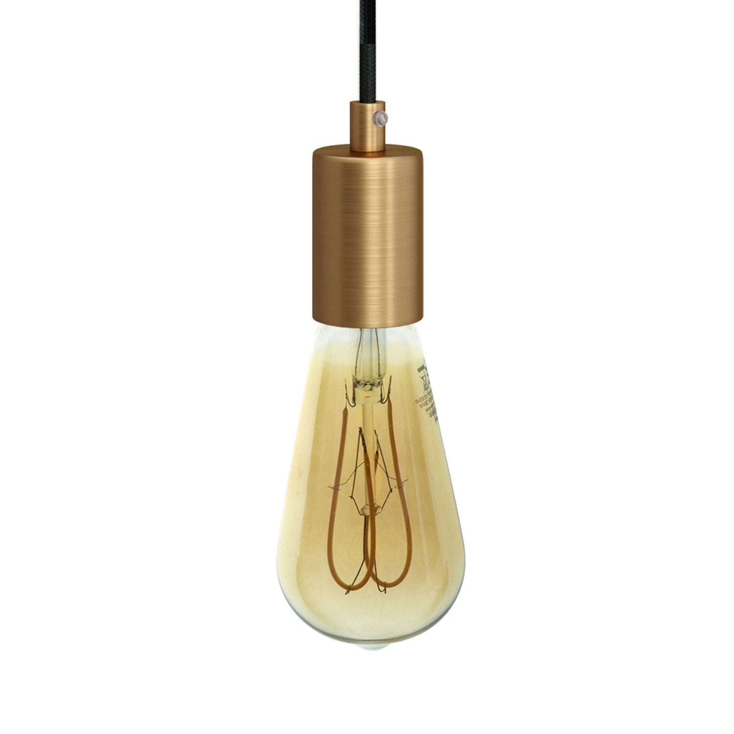Závěsná lampa s textilním kabelem 120 cm a matnými kovovými detaily, stmívatelná E27, 4W