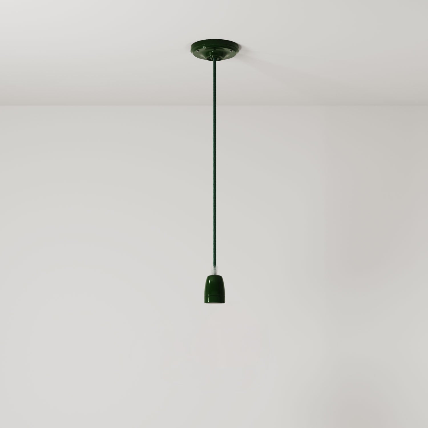 Závěsná lampa s textilním kabelem 120 cm a porcelánovými detaily E27, stmívatelná