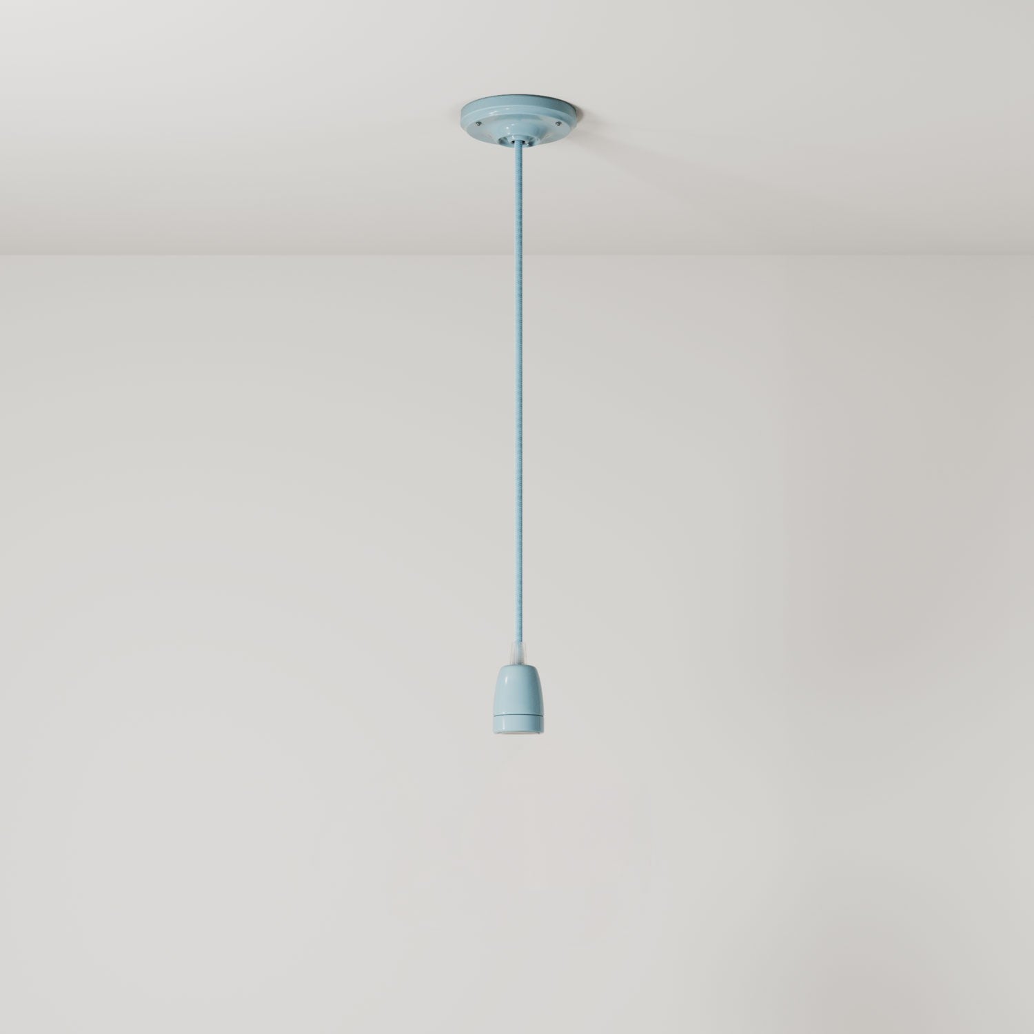 Závěsná lampa s textilním kabelem 120 cm a porcelánovými detaily E27, stmívatelná
